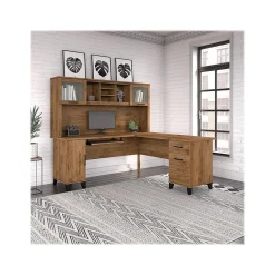 L-Desks*Bush Furniture Somerset 72"W L Shaped Desk with Hutch, (SET001FW) Fresh Walnut