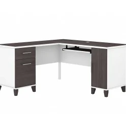 L-Desks*Bush Furniture Somerset 60"W L Shaped Desk with Storage, (WC81030K) Storm Gray/White