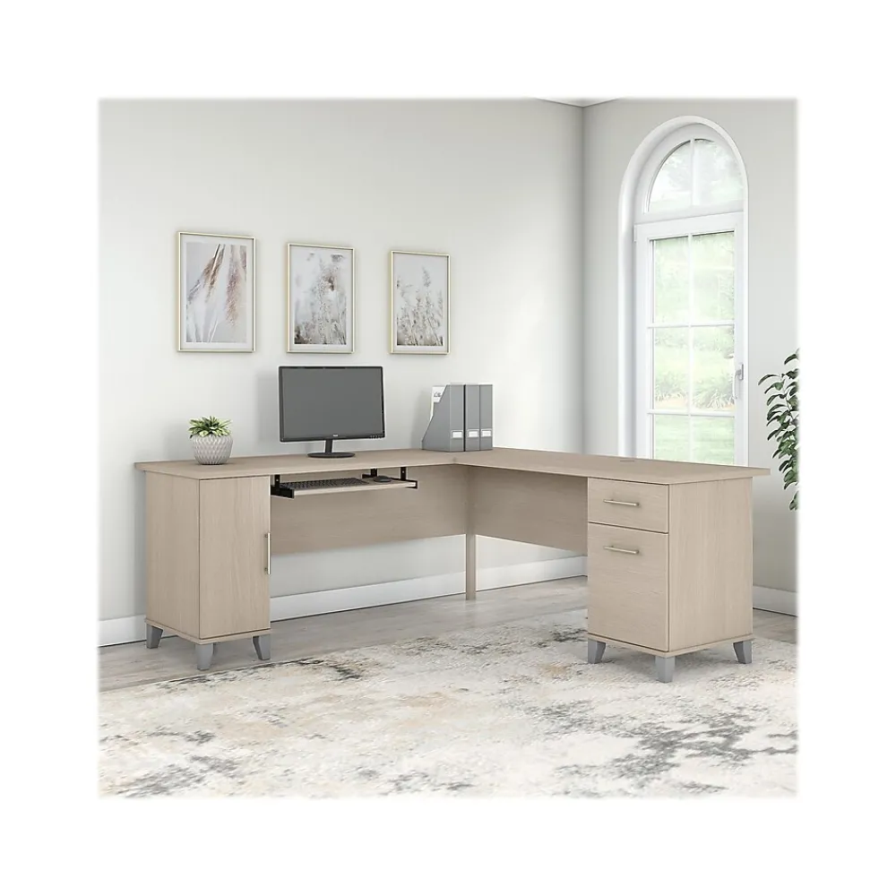 Computer Desks*Bush Furniture Somerset 72"W L Shaped Desk with Storage, (WC81110K) Sand Oak