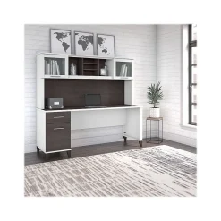Computer Desks*Bush Furniture Somerset 72"W Office Desk with Drawers and Hutch, (SET018SGWH) Storm Gray/White
