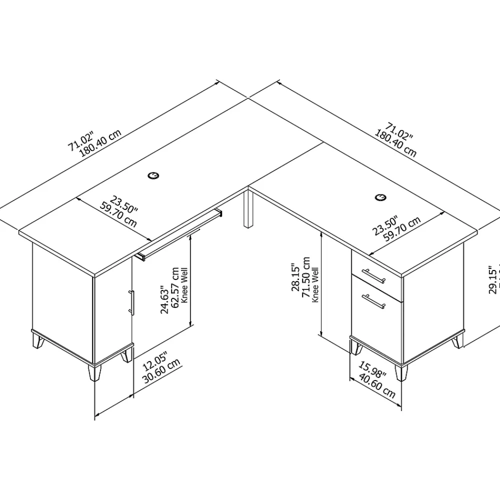 Office Desks*Bush Furniture Somerset 72"W L Shaped Desk with Storage, (WC81410K) Maple Cross