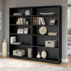 Bookcases*Bush Furniture Universal Tall 5 Shelf 72"H Bookcase, Classic Black, Set of 2 (UB003BL)