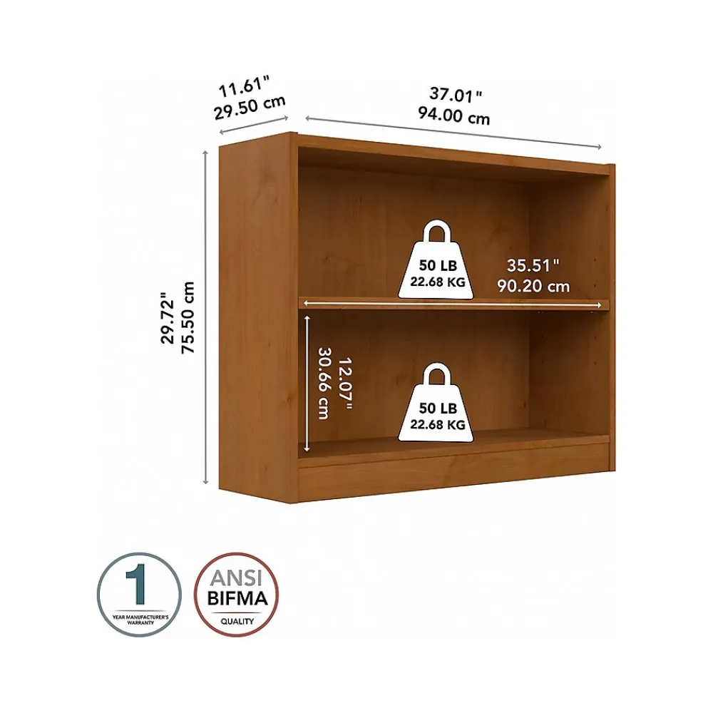 Bookcases*Bush Furniture Universal 30"H 2-Shelf Bookcase with Adjustable Shelf, Natural Cherry (WL12466)
