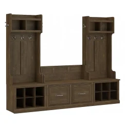 Storage Cabinets*Bush Furniture Woodland Entryway Storage Set with Hall Trees and Shoe Bench with Doors, Ash Brown (WDL011ABR)