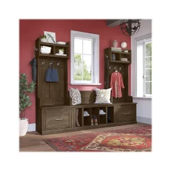 Storage Cabinets*Bush Furniture Woodland Entryway Storage Set with Hall Trees and Shoe Bench with Drawers, Ash Brown (WDL012ABR)