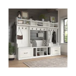 Storage Cabinets*Bush Furniture Woodland Full Entryway Storage Set with Coat Rack and Shoe Bench with Drawers, White Ash (WDL014WAS)