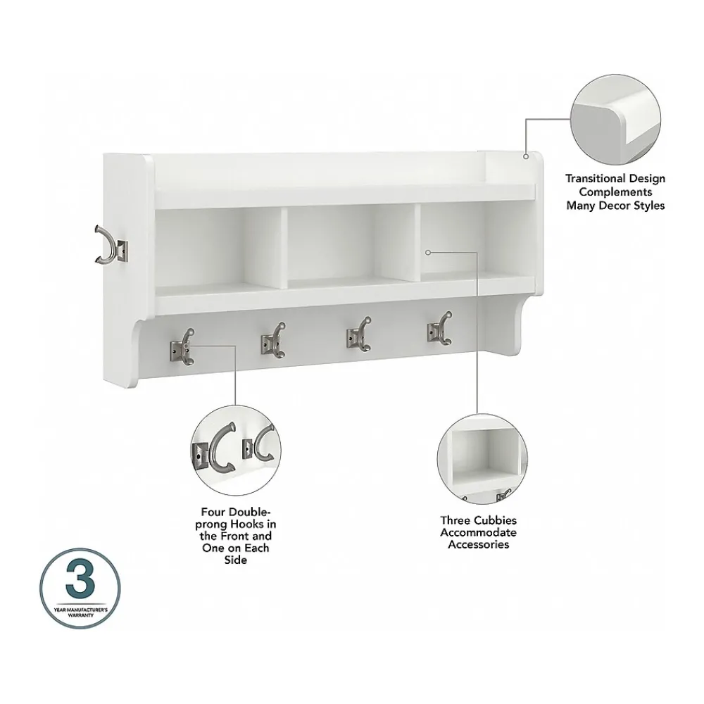 Storage Cabinets*Bush Furniture Woodland Full Entryway Storage Set with Coat Rack and Shoe Bench with Drawers, White Ash (WDL014WAS)