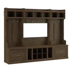 Storage Cabinets*Bush Furniture Woodland Full Entryway Storage Set with Coat Rack and Shoe Bench with Drawers, Ash Brown (WDL014ABR)