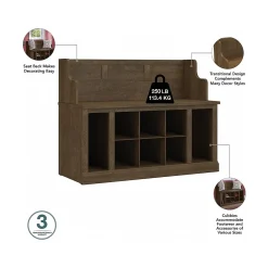 Storage Cabinets*Bush Furniture Woodland Full Entryway Storage Set with Coat Rack and Shoe Bench with Drawers, Ash Brown (WDL014ABR)