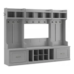 Storage Cabinets*Bush Furniture Woodland Full Entryway Storage Set with Coat Rack and Shoe Bench with Drawers, Cape Cod Gray (WDL014CG)