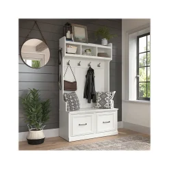 Storage Cabinets*Bush Furniture Woodland 40W Hall Tree and Shoe Storage Bench with Doors, White Ash (WDL001WAS)