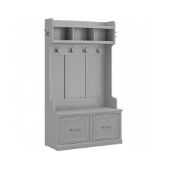 Storage Cabinets*Bush Furniture Woodland 40W Hall Tree and Shoe Storage Bench with Doors, Cape Cod Gray (WDL001CG)