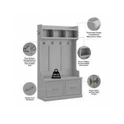 Storage Cabinets*Bush Furniture Woodland 40W Hall Tree and Shoe Storage Bench with Doors, Cape Cod Gray (WDL001CG)