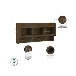 Storage Cabinets*Bush Furniture Woodland 40W Shoe Storage Bench with Doors and Wall Mounted Coat Rack, Ash Brown (WDL003ABR)