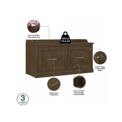 Storage Cabinets*Bush Furniture Woodland 40W Shoe Storage Bench with Doors and Wall Mounted Coat Rack, Ash Brown (WDL003ABR)