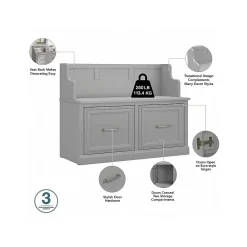 Storage Cabinets*Bush Furniture Woodland 40W Entryway Bench with Doors, Cape Cod Gray (WDL005CG)