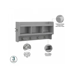 Storage Cabinets*Bush Furniture Woodland 40W Shoe Storage Bench with Doors and Wall Mounted Coat Rack, Cape Cod Gray (WDL003CG)