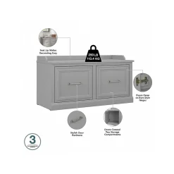 Storage Cabinets*Bush Furniture Woodland 40W Shoe Storage Bench with Doors and Wall Mounted Coat Rack, Cape Cod Gray (WDL003CG)