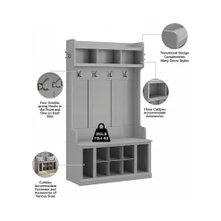 Storage Cabinets*Bush Furniture Woodland 40W Hall Tree and Shoe Storage Bench with Shelves, Cape Cod Gray (WDL002CG)