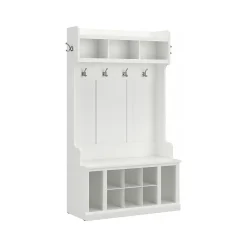 Storage Cabinets*Bush Furniture Woodland 40W Hall Tree and Shoe Storage Bench with Shelves, White Ash (WDL002WAS)
