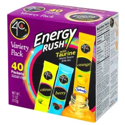 4C Energy Rush Sugar Free Drink Mix with Taurine Variety Pack 40CT (220-02037)