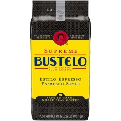 Cafe Bustelo Supreme Espresso Caffeinated Whole Bean Coffee, Dark Roast, 32 oz., Each (SMU01800)