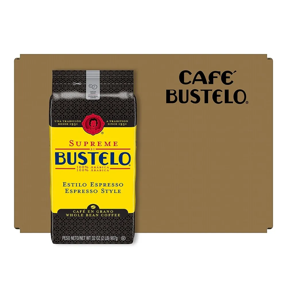 Cafe Bustelo Supreme Espresso Caffeinated Whole Bean Coffee, Dark Roast, 32 oz., Each (SMU01800)