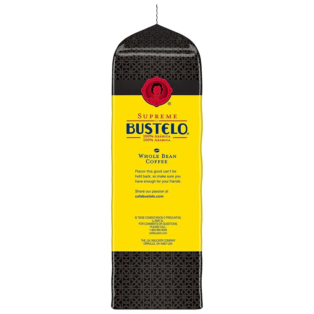 Cafe Bustelo Supreme Espresso Caffeinated Whole Bean Coffee, Dark Roast, 32 oz., Each (SMU01800)