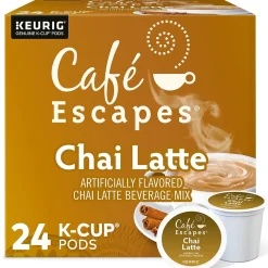 Cafe Escapes Chai Latte Coffee, Keurig® K-Cup® Pods, Light Roast, 24/Box (6805)