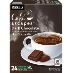 Cafe Escapes Dark Chocolate Hot Cocoa, Keurig K-Cup Pod, 96/Carton (6802CT)