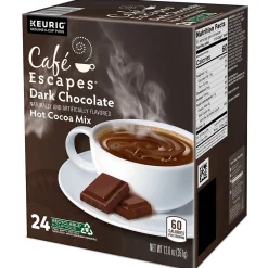 Cafe Escapes Dark Chocolate Hot Cocoa, Keurig K-Cup Pod, 96/Carton (6802CT)