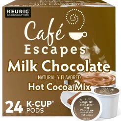 Cafe Escapes Milk Chocolate Hot Cocoa Mix, Keurig® K-Cup® Pods, 24/Box (6801)