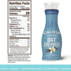 CALIFIA FARMS Vanilla Oat Creamer, 25.4 Oz, 2PK