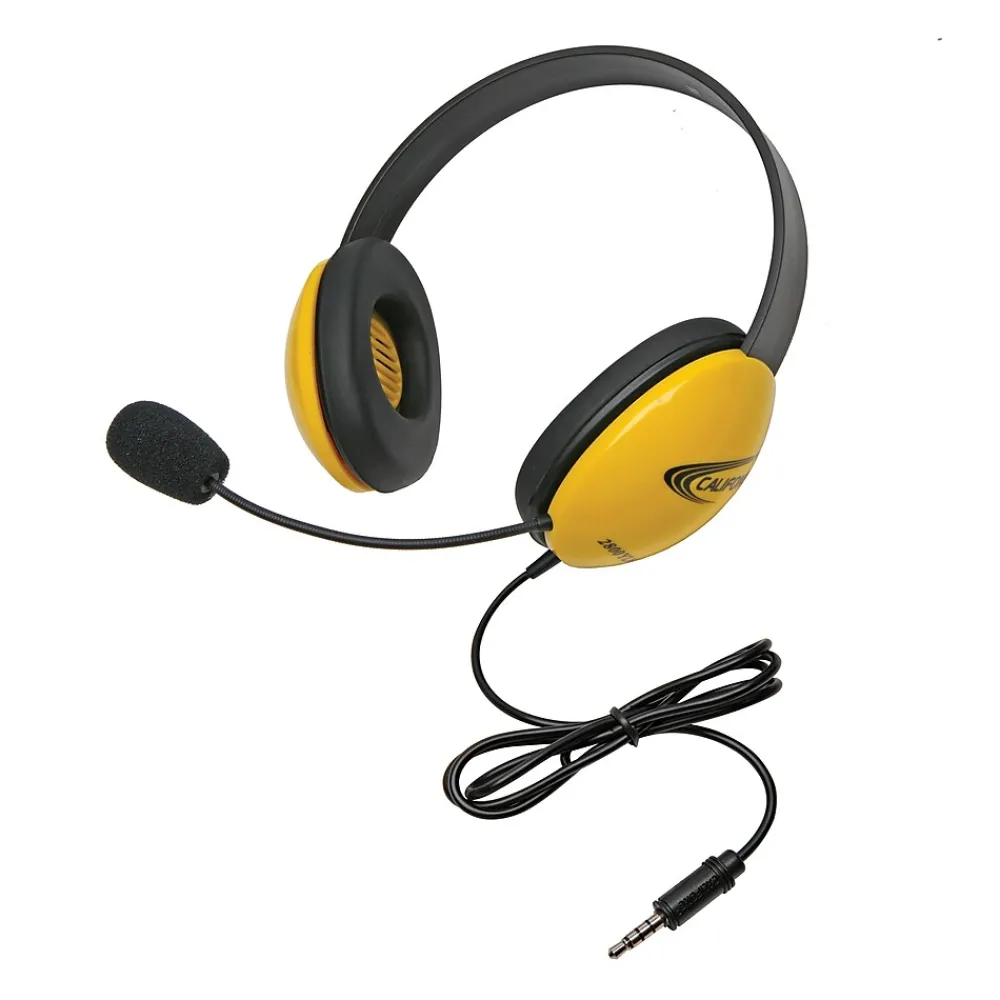 Listening First Headsets with Single 3.5mm Plugs, Yellow (CAF2800YLT)<Califone Clearance