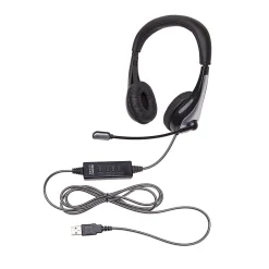 NeoTech 1025MUSB On-Ear Stereo Headset with Gooseneck Microphone, USB Plug, Black (CAF1025MUSB)<Califone Outlet