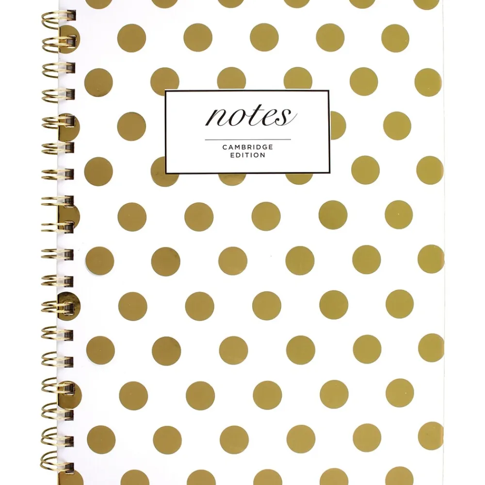 Notebooks|Cambridge 1-Subject Professional Notebooks, 7" x 9.5", Wide Ruled, 80 Sheets, Gold (59016)