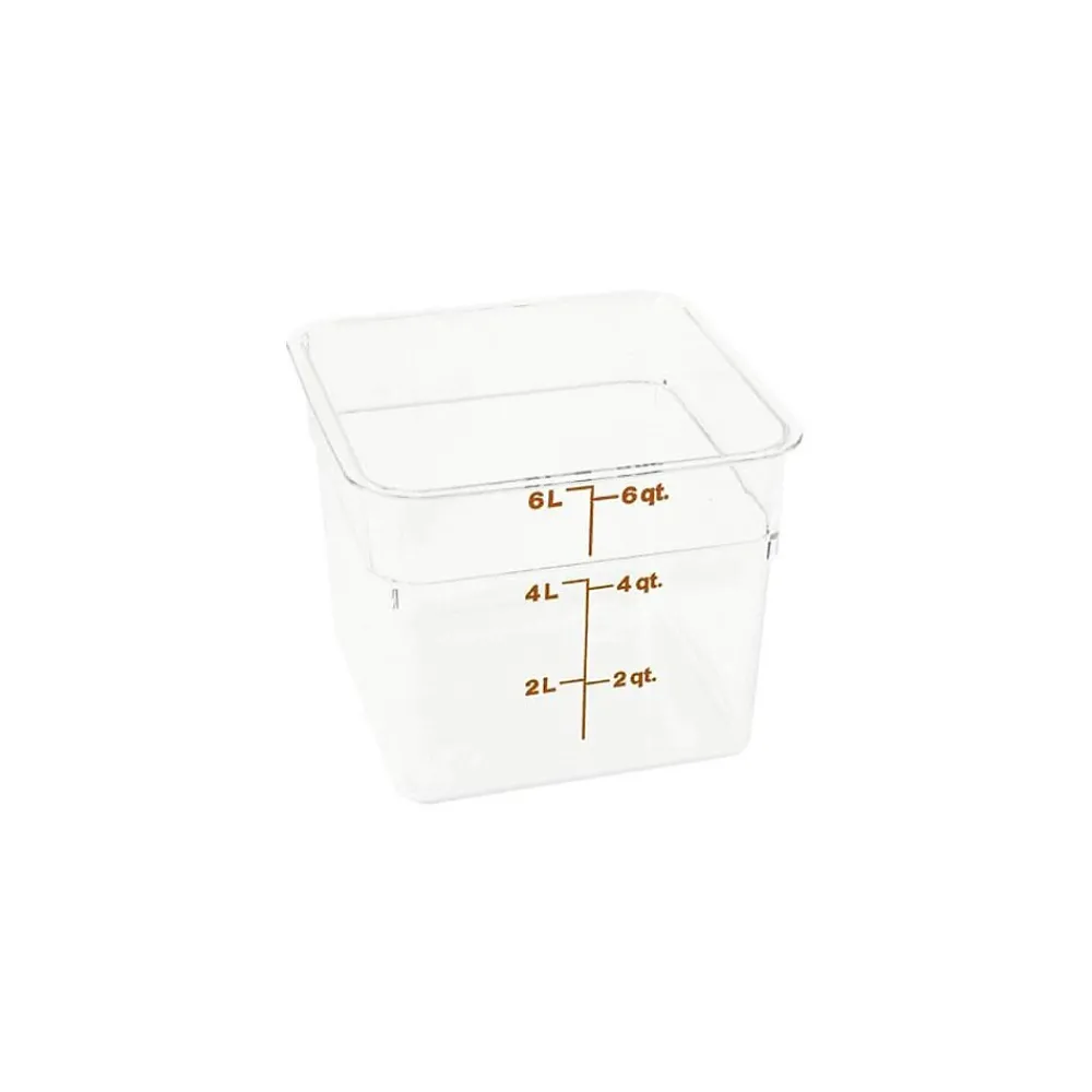 Cambro 6 Qt. CamSquare® Food Storage Container, 8 3/8" L x 8 3/8" W x 7 1/4" H, Clear (6SFSCW135)