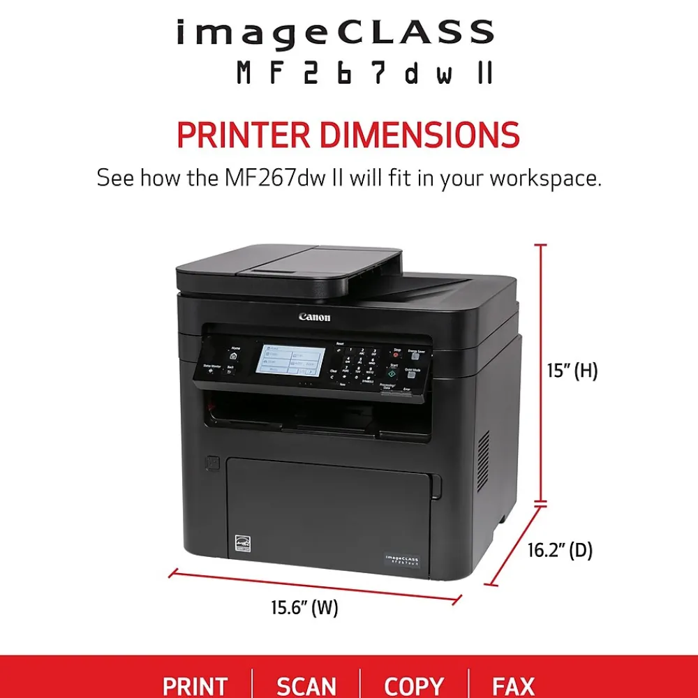 Canon imageCLASS MF267dw II Wireless Black & White Laser Printer, All-In-One, Print, Scan, Copy, Fax (5938C010)