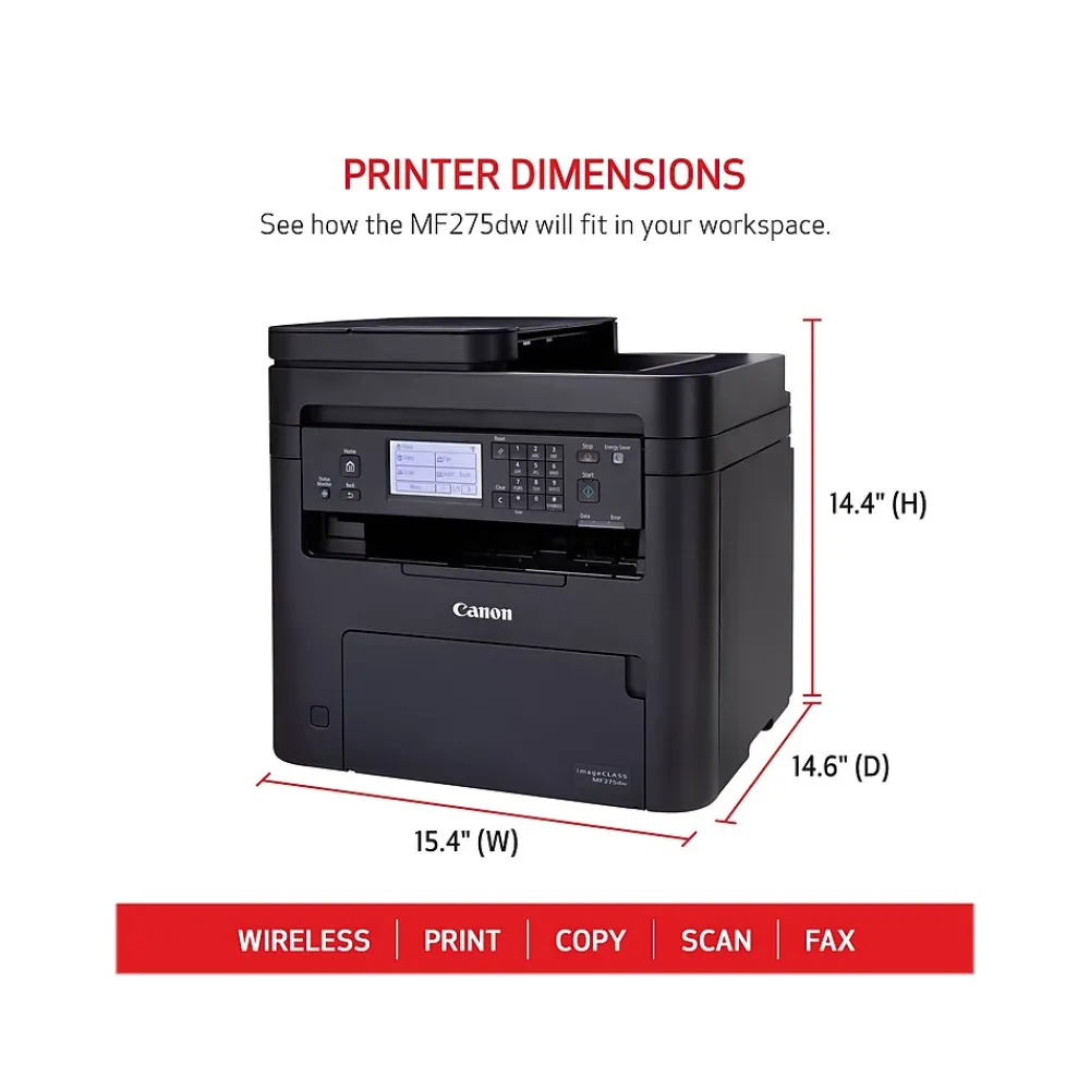 Canon imageCLASS MF275dw Wireless Black & White All-in-One Laser Printer (5621C004)
