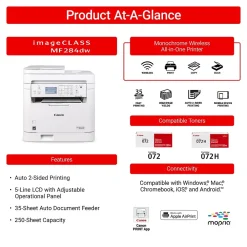 Canon imageCLASS MF284dw Wireless Black & White Laser Printer, All-In-One, Print, Scan, Copy (6354C019)