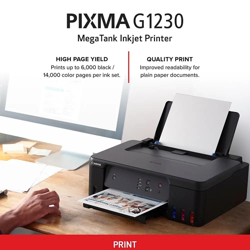 Canon PIXMA G1230 Color Inkjet Printer, Single-Function Supertank, Print (PIXMA G1230)