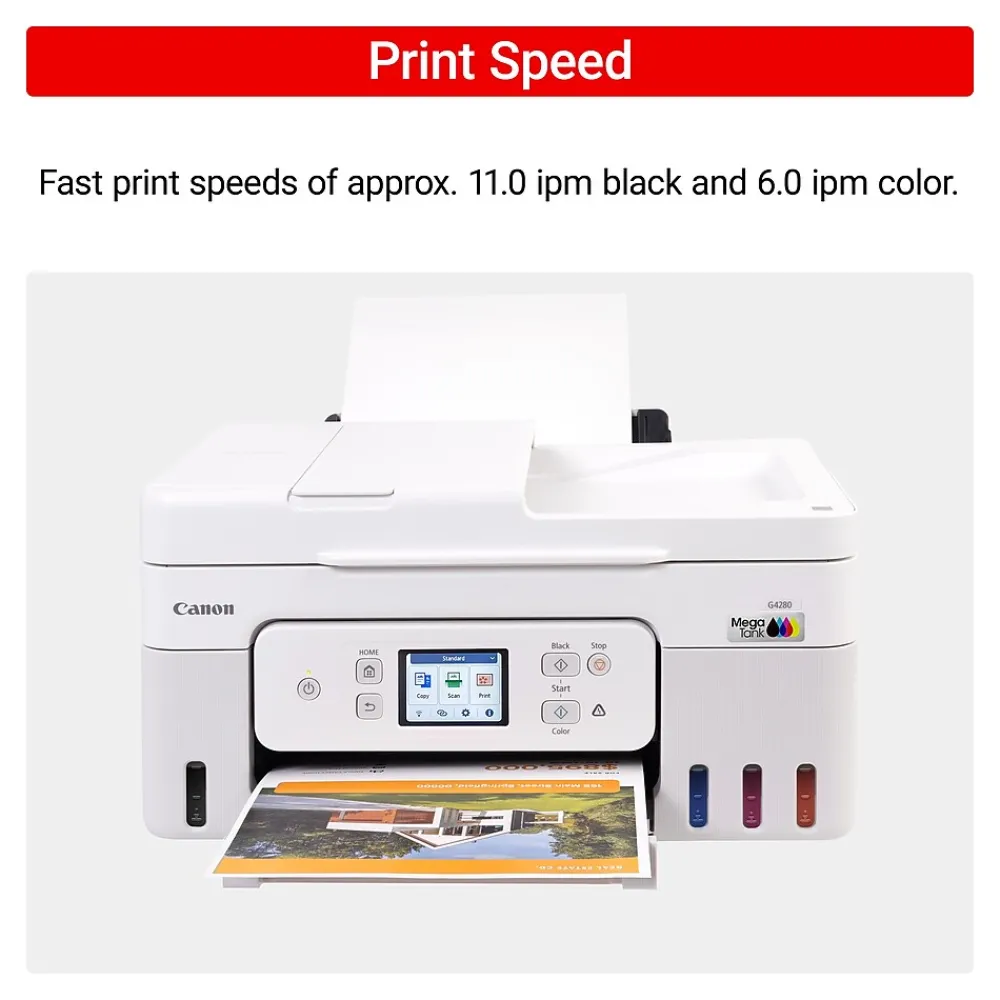 Canon PIXMA G4280 MegaTank Wireless Color Inkjet Printer, All-In-One, Print, Scan, Copy (6704C022)