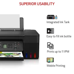 Canon PIXMA MegaTank G3270 BK Wireless Color Inkjet Printer, All-In-One Supertank, Print, Scan, Copy (G3270 BK)