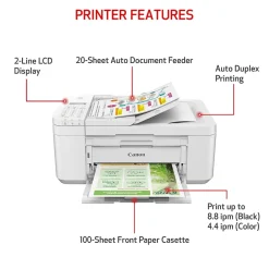 Canon PIXMA TR4720 Wireless Color Inkjet Printer, All-In-One, Print, Scan, Copy, Fax (TR4720 WHITE)