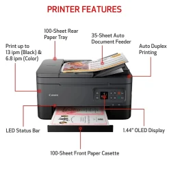 Canon PIXMA TR7020a Wireless Color Inkjet Printer, All-In-One, Print, Scan, Copy (TR7020A BLACK)