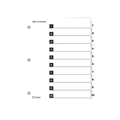 Dividers|Cardinal OneStep Index System Numeric Paper Dividers, 10-Tab, White (CRD61013)