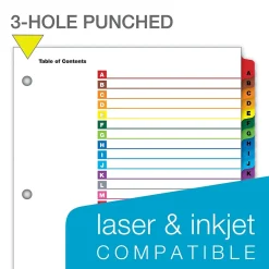 Dividers|Cardinal OneStep Printable Table of Contents and Dividers, A-Z - 26-Tab, Multicolor, 1/St