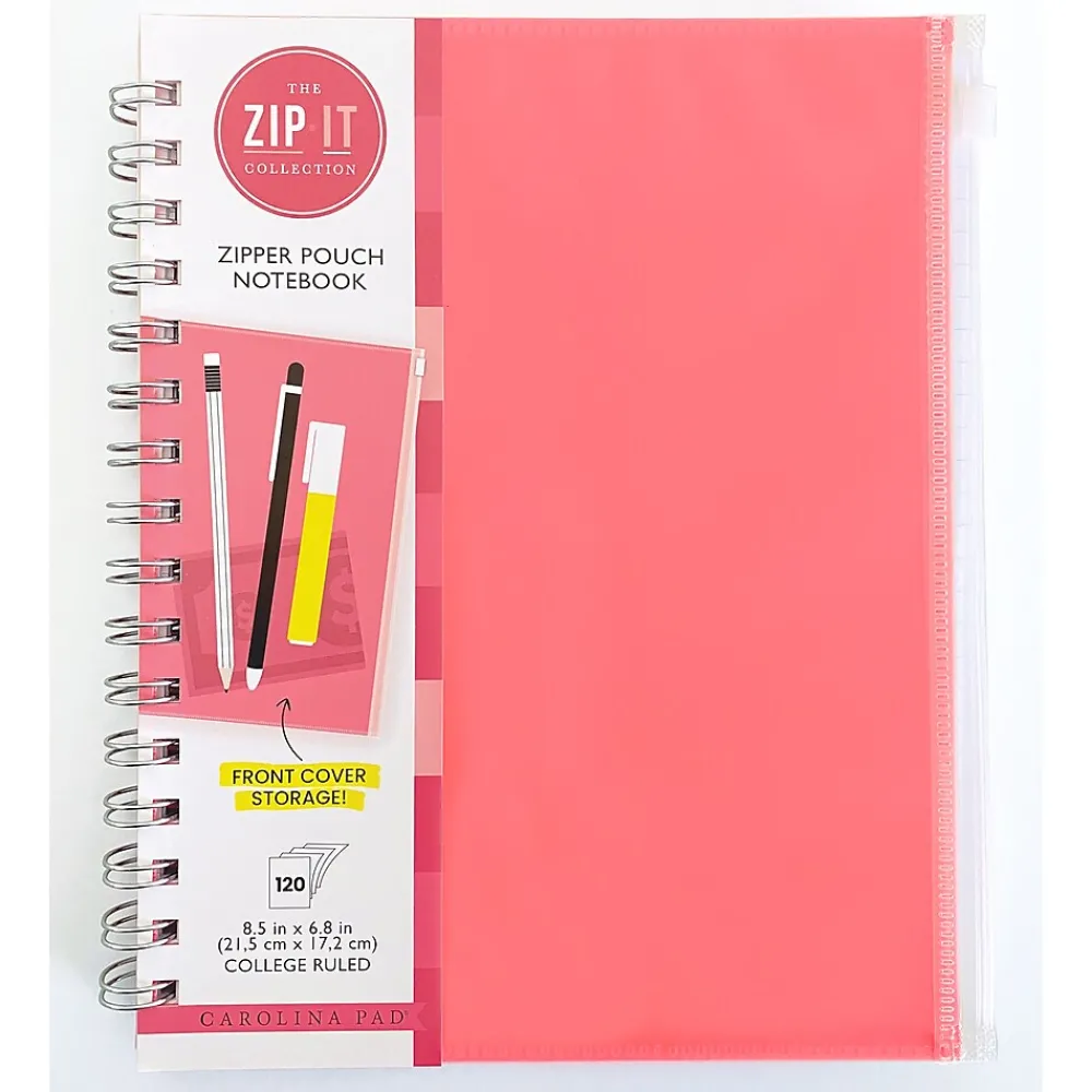 Notebooks|Carolina Pad Zip-It 1-Subject Professional Notebooks, 7" x 8.75", College Ruled, 120 Sheets (55025)