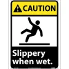 National Marker Caution Signs; Slippery When Wet (W/Graphic), 14X10, Rigid Plastic