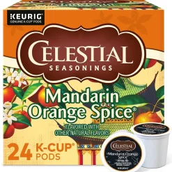 Celestial Seasonings Mandarin Orange Spice Herbal Tea, Keurig® K-Cup® Pods, 24/Box (14735)